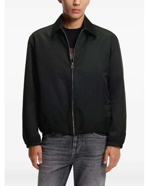 Boss Black Water-Repellent Jacket With Monogram for men