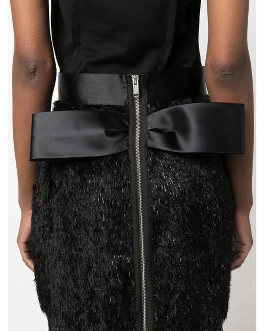 Undercover Black Layered Faux-Fur Pencil Skirt