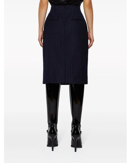 Saint Laurent Zijden Rok Met Krijtstreep in het Black