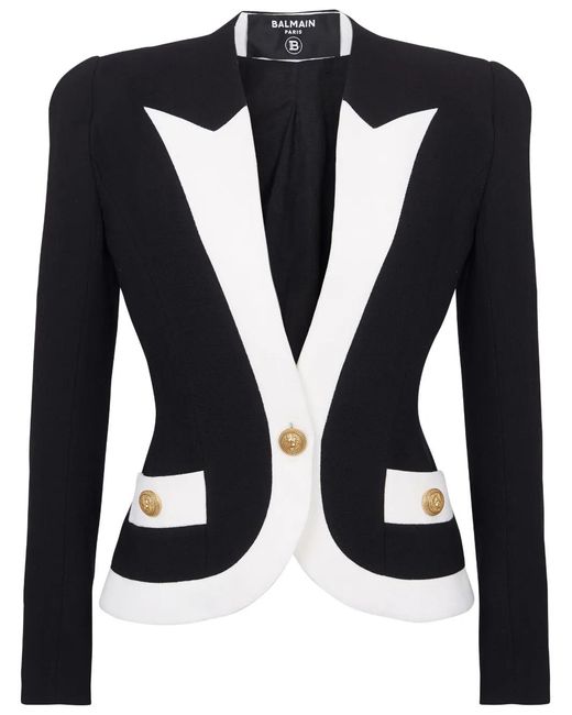 Balmain Black Two-tone Wool Jacket
