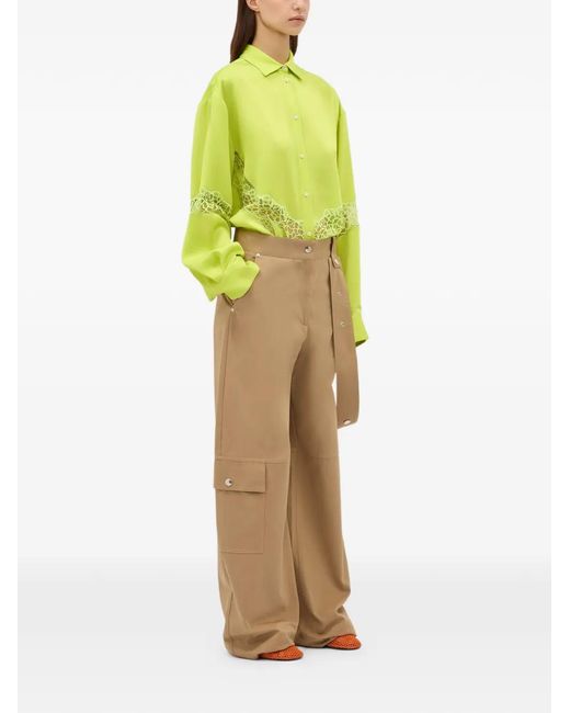 MSGM Yellow Lace Panel Shirt