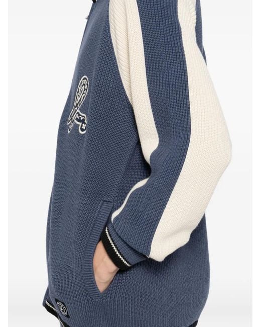 SPORT b. by agnès b. Blue Logo-Embroidered Cardigan for men
