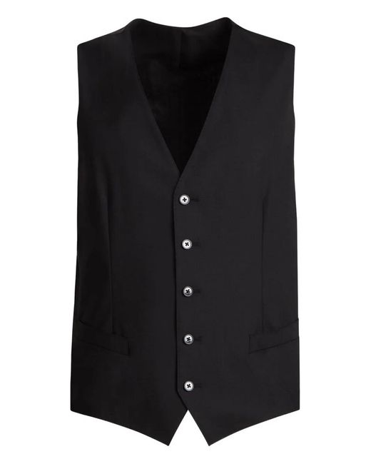 Dolce & Gabbana Black Virgin Wool Waistcoat for men