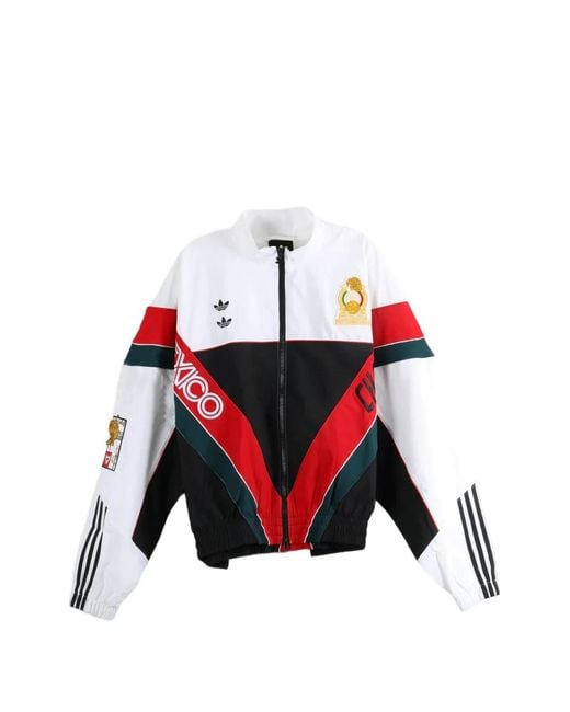 Adidas White X Willy Chavarria Cdm Colour-Block Logo-Patch Jacket