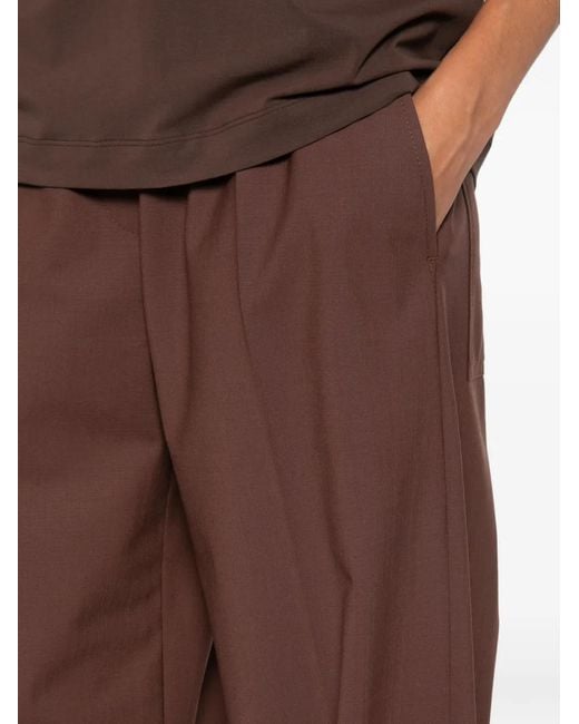 Brunello Cucinelli Brown Pleated Wide-Leg Trousers