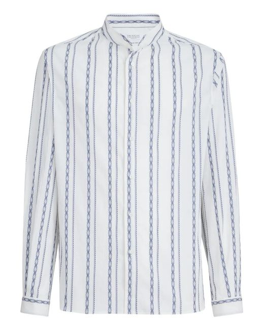 Brunello Cucinelli Blue Long-Sleeves Shirt for men