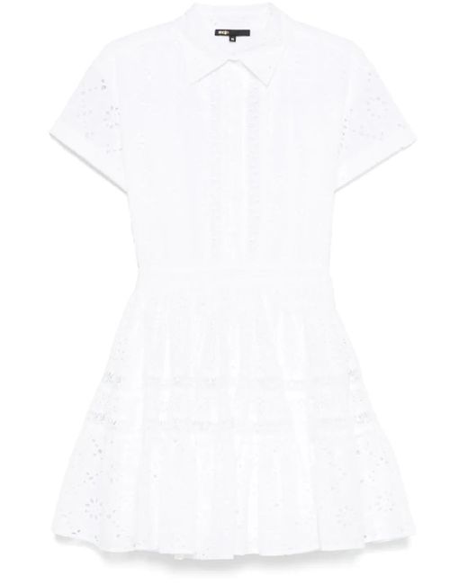 Maje White Broderie-Anglaise Shirtdress