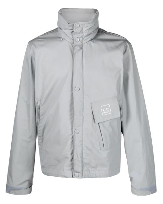 C P Company Gray Logo-appliqué Cotton Jacket for men