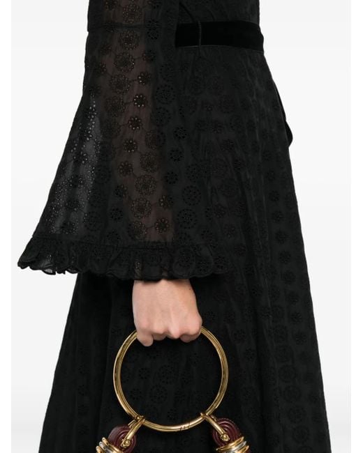 Valentino Garavani Black Ruffled Bell-Sleeve Dress