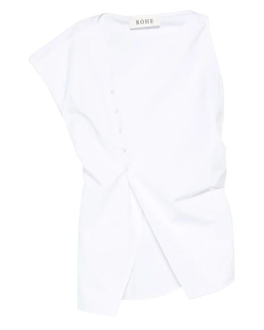 Rohe White Asymmetrisches Top Mit Drapierung