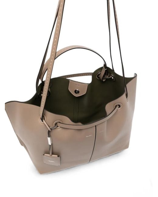 Max Mara Natural Mixed Doubles Leather Tote Bag