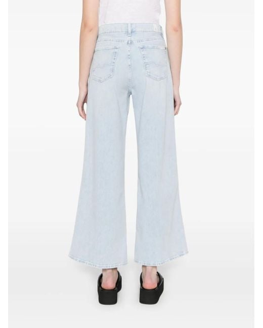 7 For All Mankind Blue Lotta Wide-Leg Jeans
