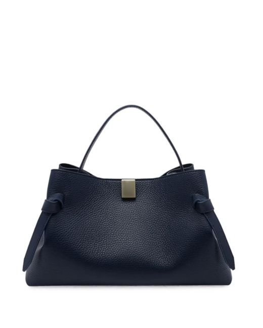 Yuzefi Blue Gyoza Pebble-Grain Leather Tote Bag