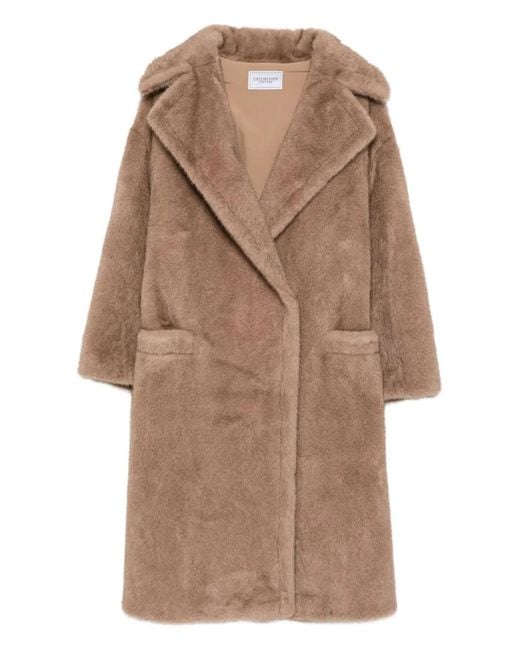Forte Brown Logo-Lettering Coat