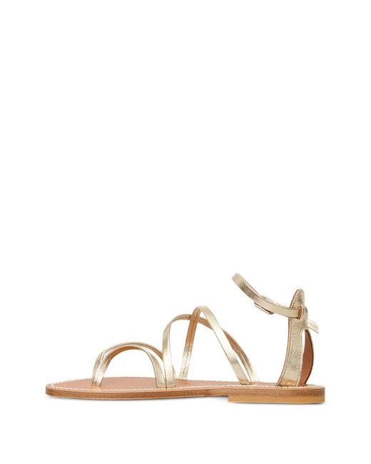 K. Jacques Natural Epicure Multi-Strap Leather Flat Sandals