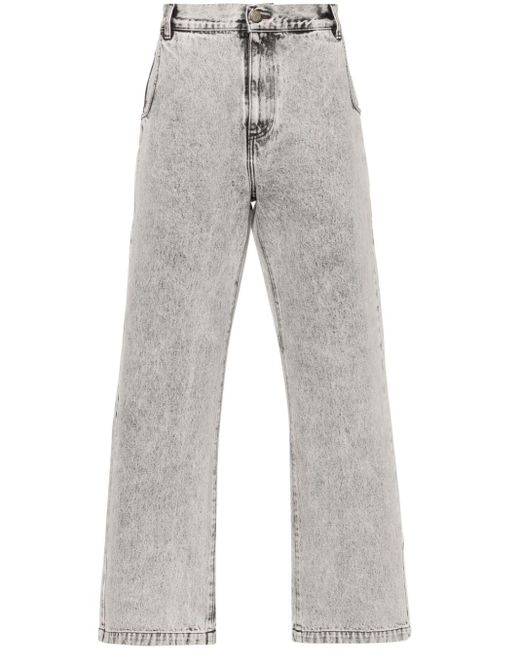 mfpen Gray Acid-wash Straight Jeans for men