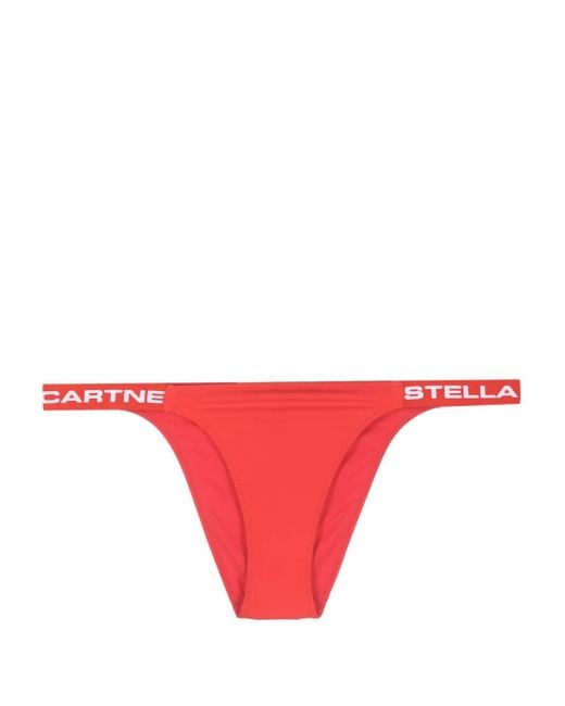 Stella McCartney Red Logo-Print Bikini Bottoms
