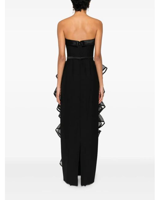 Viktor & Rolf Black Ruffled Strapless Maxi Dress