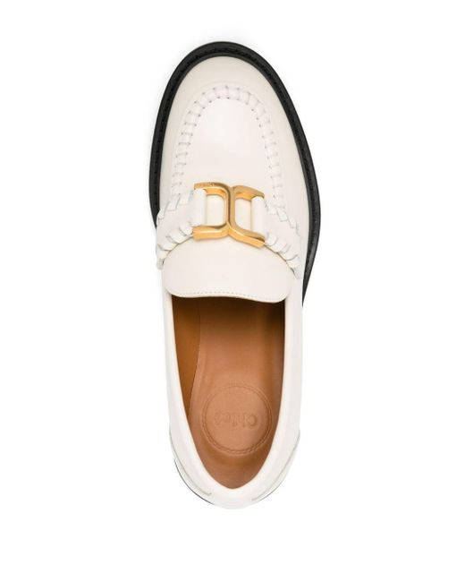 Chloé Natural Marcie 60mm Leather Loafer Pumps