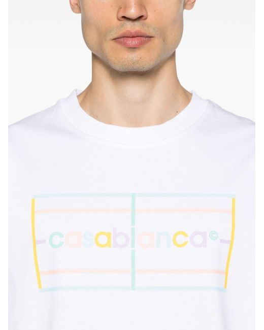 Casablancabrand White Pastel Court Logo-print T-shirt for men