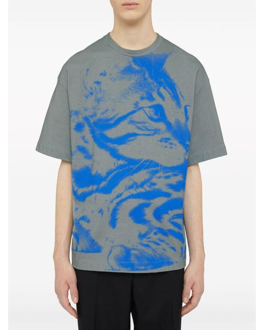 Jil Sander T-shirt Met Abstracte Print in het Blue voor heren