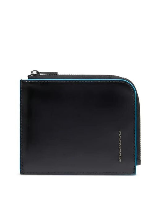 Piquadro Black Zip-Up Cardholder