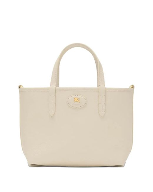 Burberry Natural Small Bloomsbury Grained-Leather Reversible Check Tote Bag