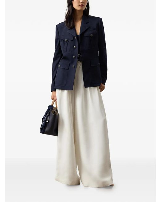Ralph Lauren Blue Anabeth Buttoned Flap Jacket