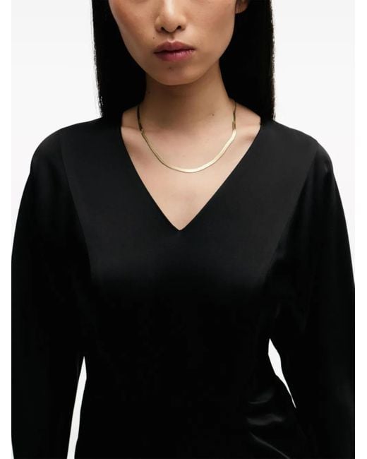 Boss Black V-Neck Satin Midi Dress