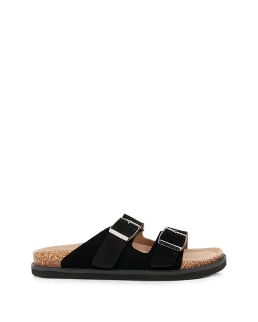SERGIO MORETTI FIRENZE Black Buckle-Fastening Suede Sandals for men