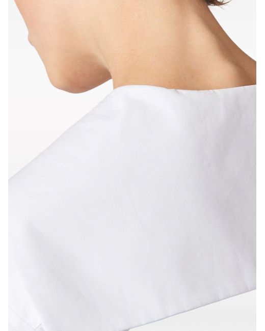 Robe-chemise à logo brodé Miu Miu en coloris White