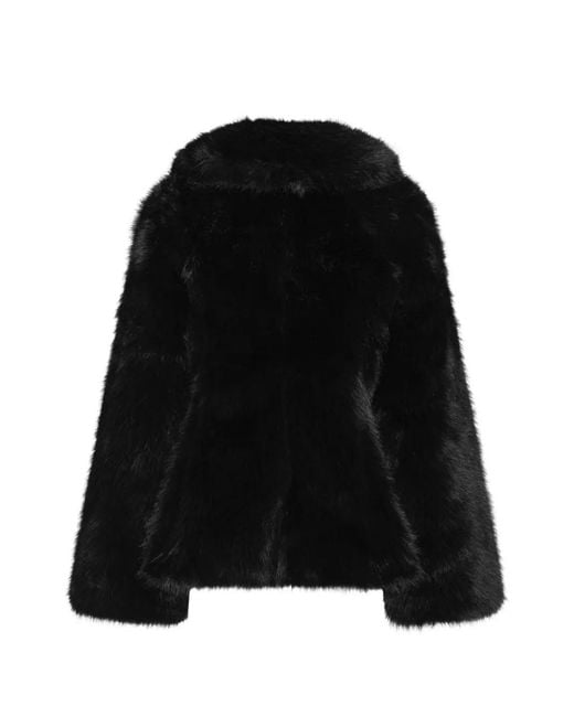 ROTATE BIRGER CHRISTENSEN Black Faux-Fur Flared Jacket