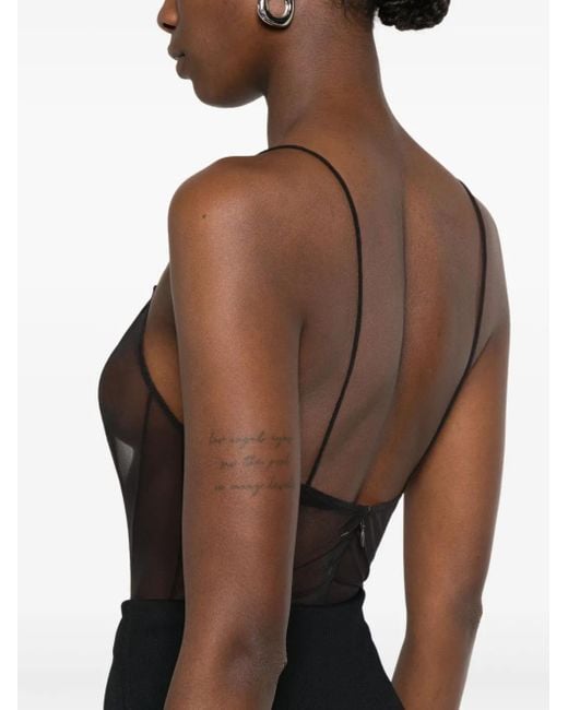Alex Perry Gray V-Neck Zip Bodysuit