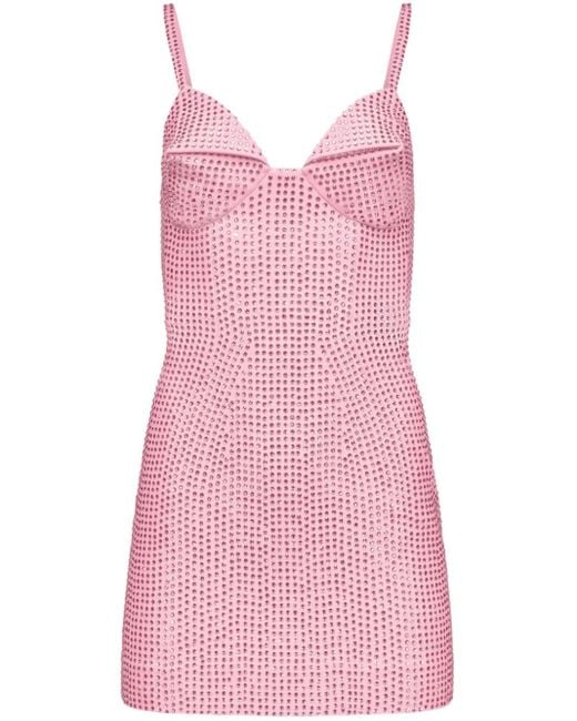 Vestido corto con aplique de cristal Area de color Pink