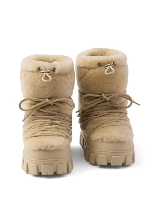 Prada Natural Après Ski Shearling Boots