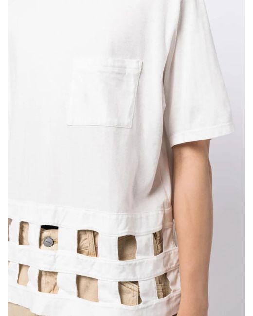 Kapital White Cut-Out Detailing Cotton T-Shirt for men