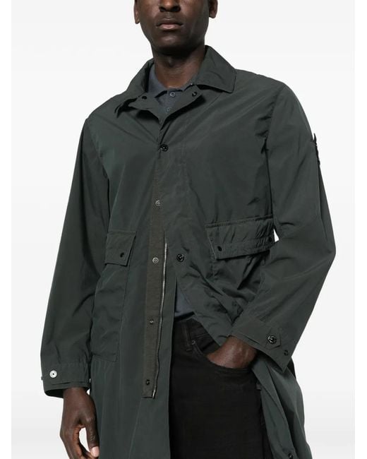 Stone Island Gray Parka Longue À Poches Boutonnées for men