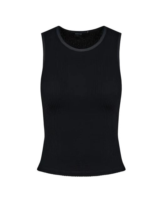 Smythe Black Textured-Knit Racerback Tank Top