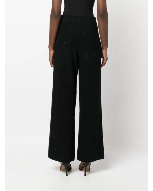 Fabiana Filippi Black Wide-Leg Sequin-Embellished Trousers