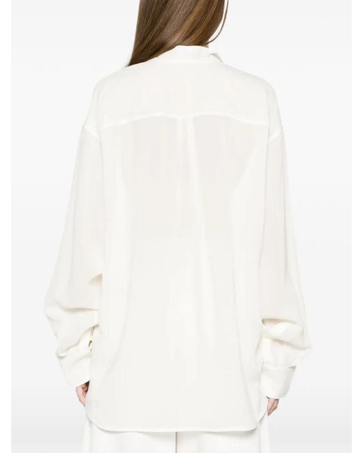Totême White Overlapping-collar Blouse