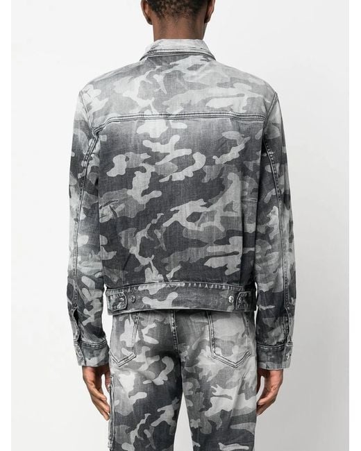 Chaqueta Vaquera Con Estampado Militar DSquared² de hombre de color Gray