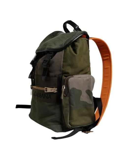 Dolce & Gabbana Green Patchwork Buckle-Fastening Backpack for men