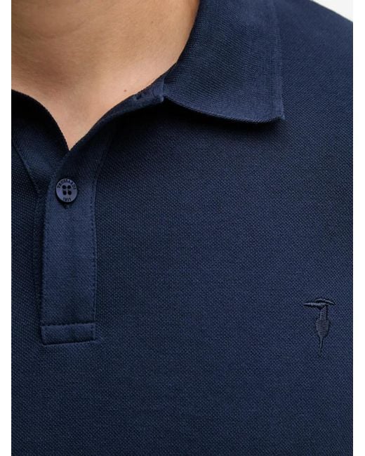 Trussardi Blue Logo-Embroidered Short-Sleeve Polo Shirt for men