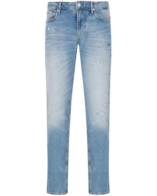 Emporio Armani Schmale J06 Jeans im Distressed-Look in Blue für Herren