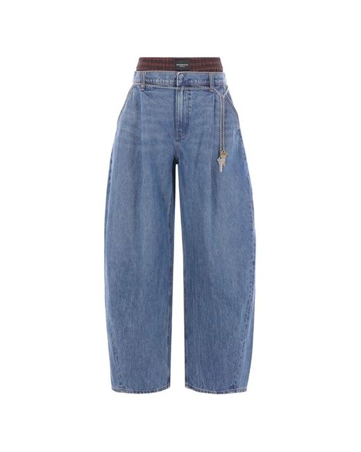 Alexander Wang Blue Oversized Pleated Jeans