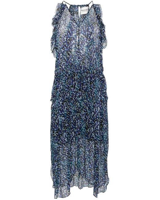 Isabel Marant Blue Fadelo Kleid mit abstraktem Print