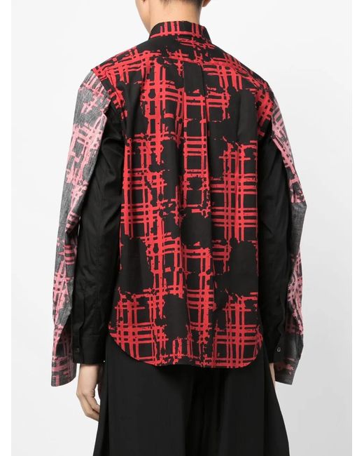 COMME DES GARÇON BLACK Red Graphic-Print Cotton Shirt