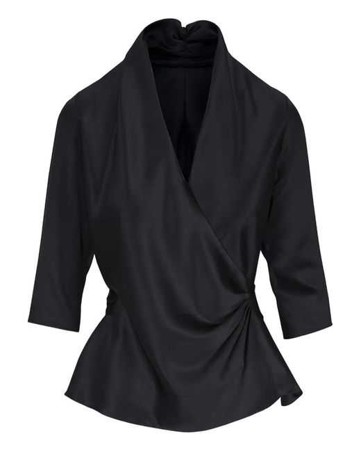 Peter Cohen Blue Belted Silk Blouse