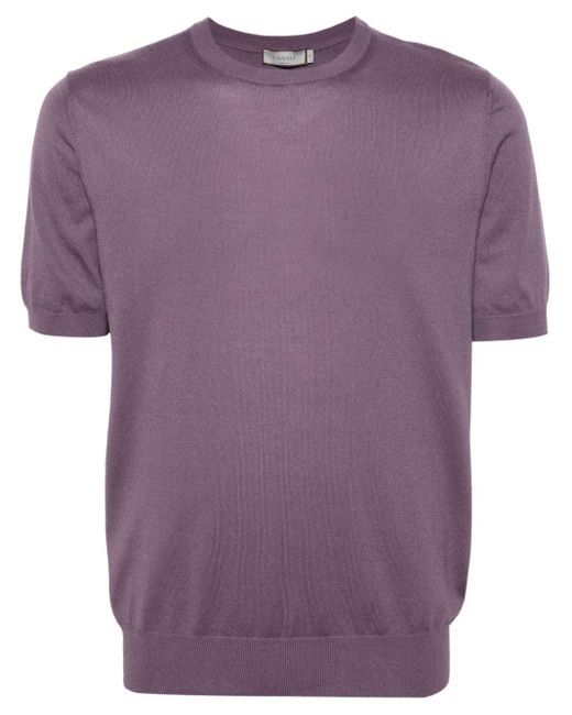 Canali Purple Cotton-blend Knitted T-shirt for men