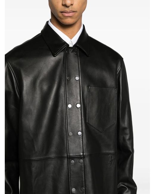 Neil Barrett Black Spread-Collar Leather Jacket for men